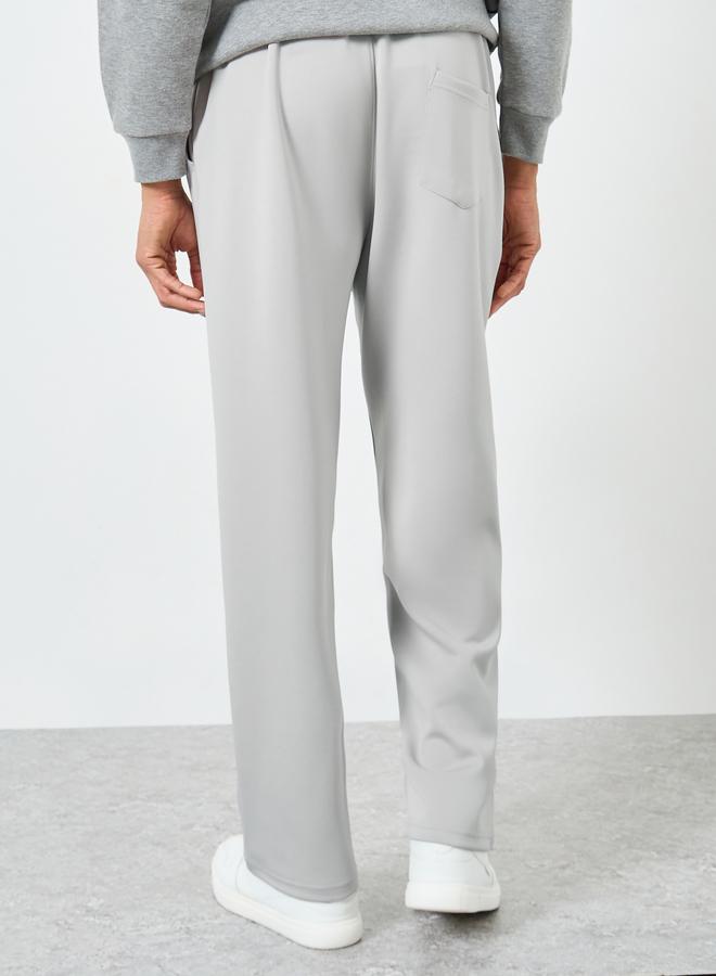 Styli Men Grey Pintuck Open Hem Relaxed Fit Joggers - Image 3